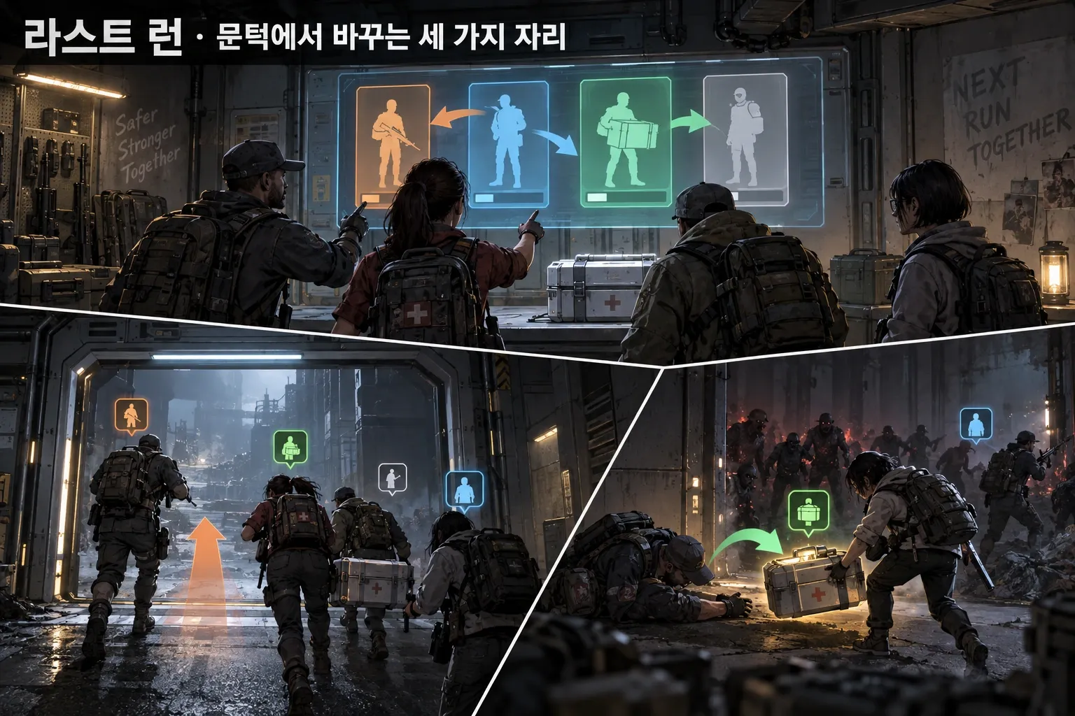 라스트 런 — 문턱에서 바꾸는 세 가지 자리: 본문 규칙에 따른 전용 기획 도해