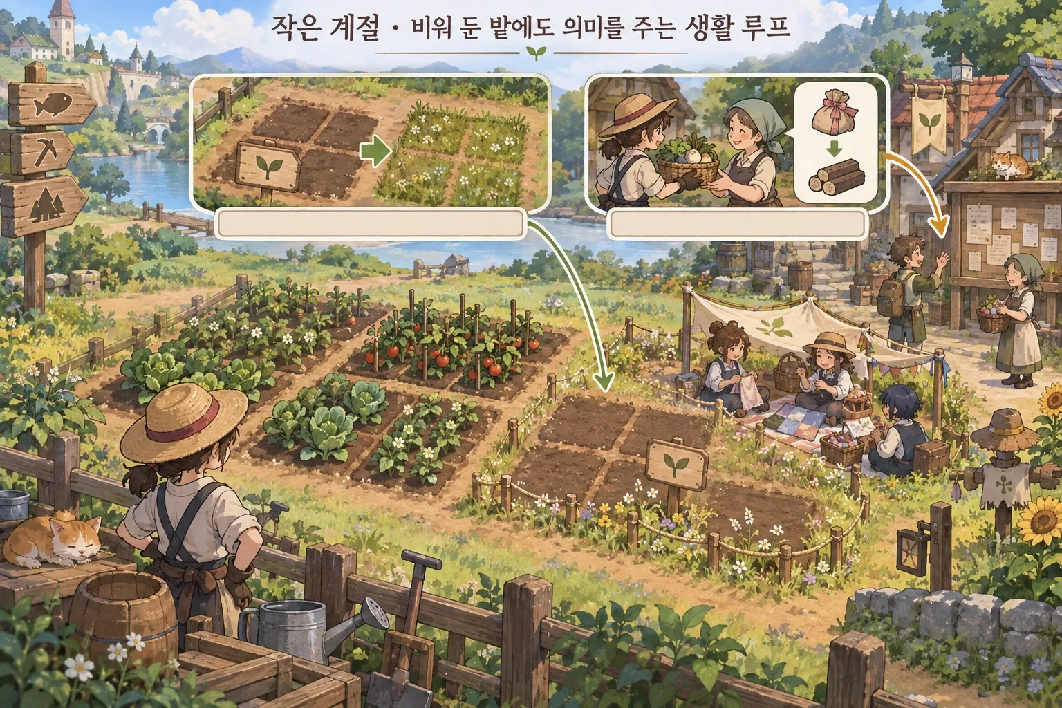작은 계절 — 비워 둔 밭에도 의미를 주는 생활 루프: 본문 규칙에 따른 전용 기획 도해