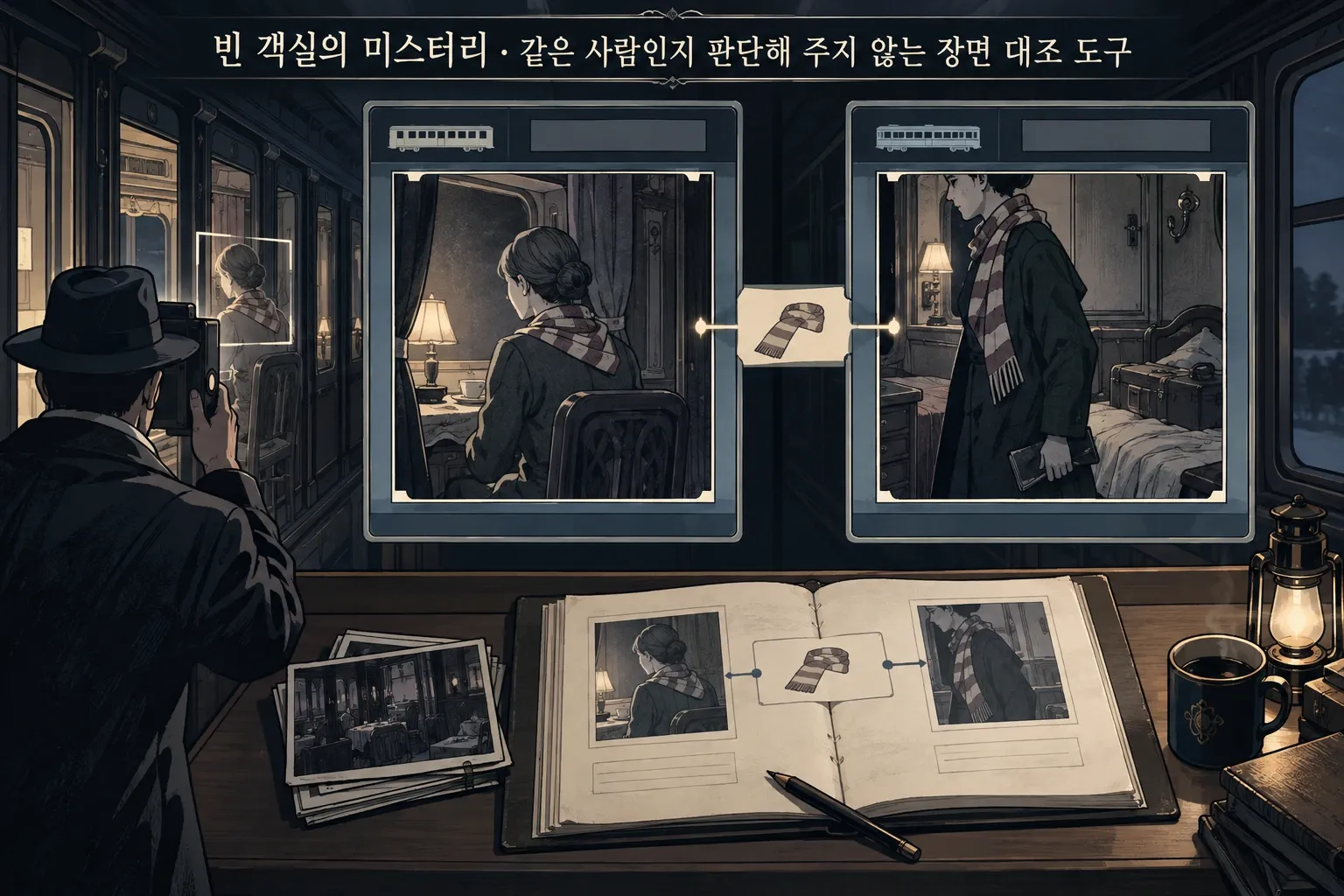 빈 객실의 미스터리 — 같은 사람인지 판단해 주지 않는 장면 대조 도구: 본문 규칙에 따른 전용 기획 도해