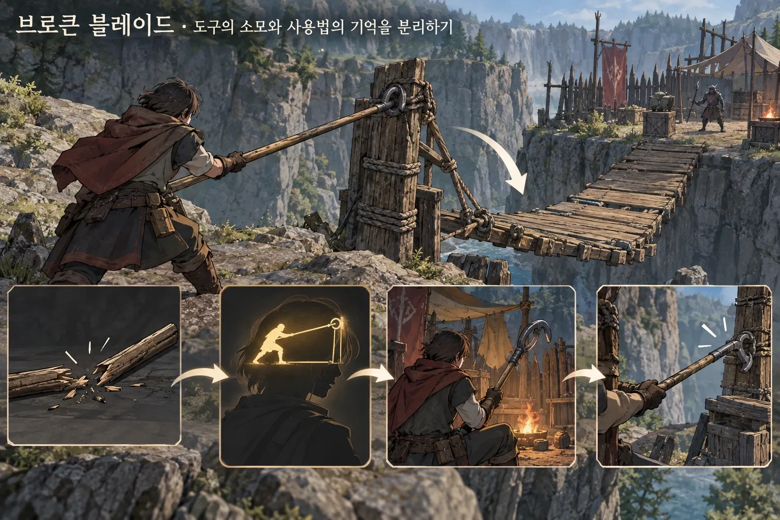 브로큰 블레이드 — 도구의 소모와 사용법의 기억을 분리하기: 본문 규칙에 따른 전용 기획 도해