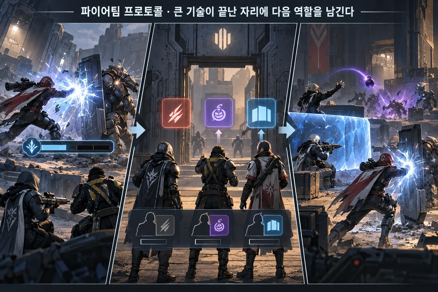 파이어팀 프로토콜 — 큰 기술이 끝난 자리에 다음 역할을 남긴다: 본문 규칙에 따른 전용 기획 도해