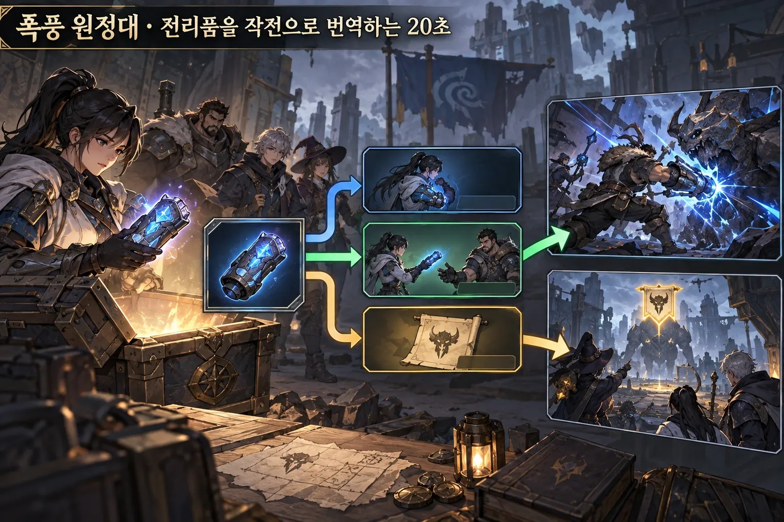 폭풍 원정대 — 전리품을 작전으로 번역하는 20초: 본문 규칙에 따른 전용 기획 도해