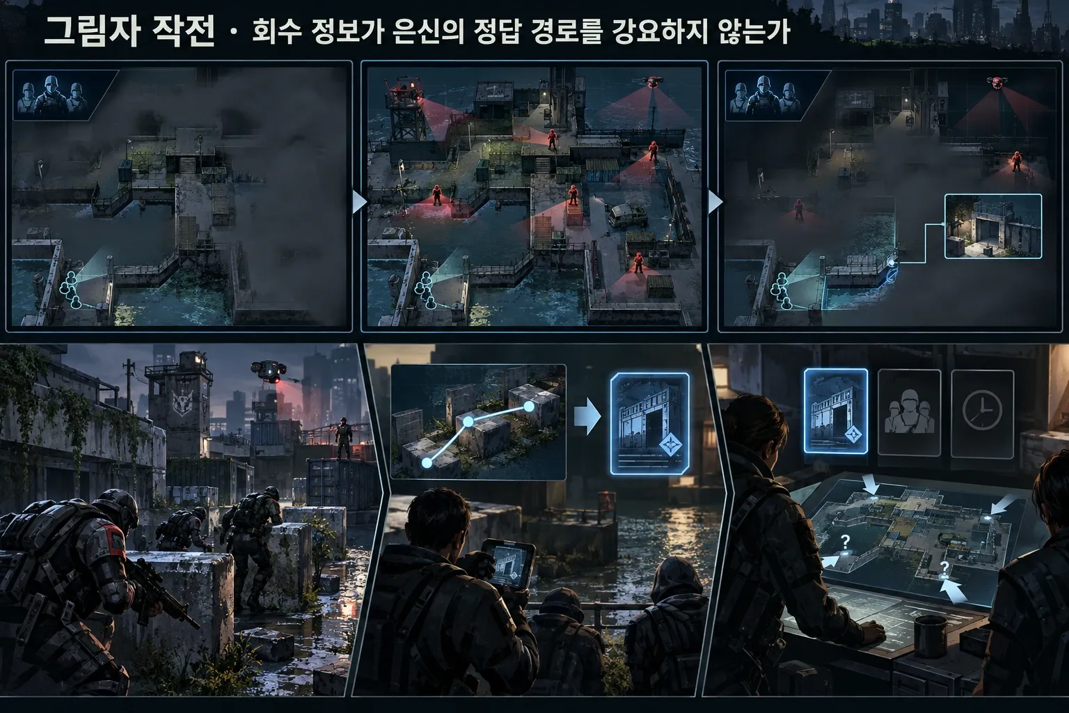 그림자 작전 — 회수 정보가 은신의 정답 경로를 강요하지 않는가: 본문 규칙에 따른 전용 기획 도해