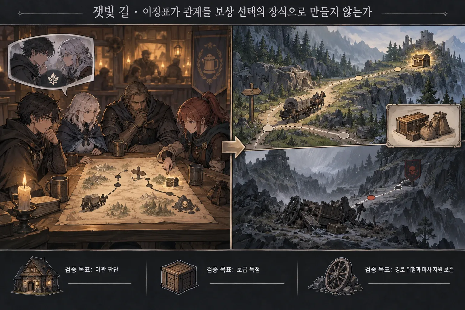 잿빛 길 — 이정표가 관계를 보상 선택의 장식으로 만들지 않는가: 본문 규칙에 따른 전용 기획 도해
