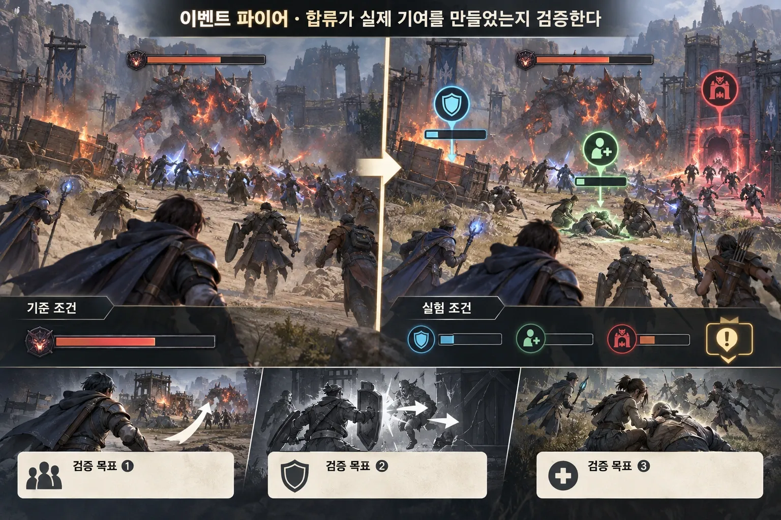 이벤트 파이어 — 합류가 실제 기여를 만들었는지 검증한다: 본문 규칙에 따른 전용 기획 도해