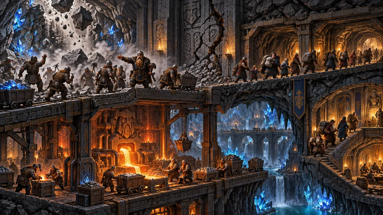붕괴 위험이 있는 지하 요새에서 채굴과 대피 작업을 전환하는 주민들