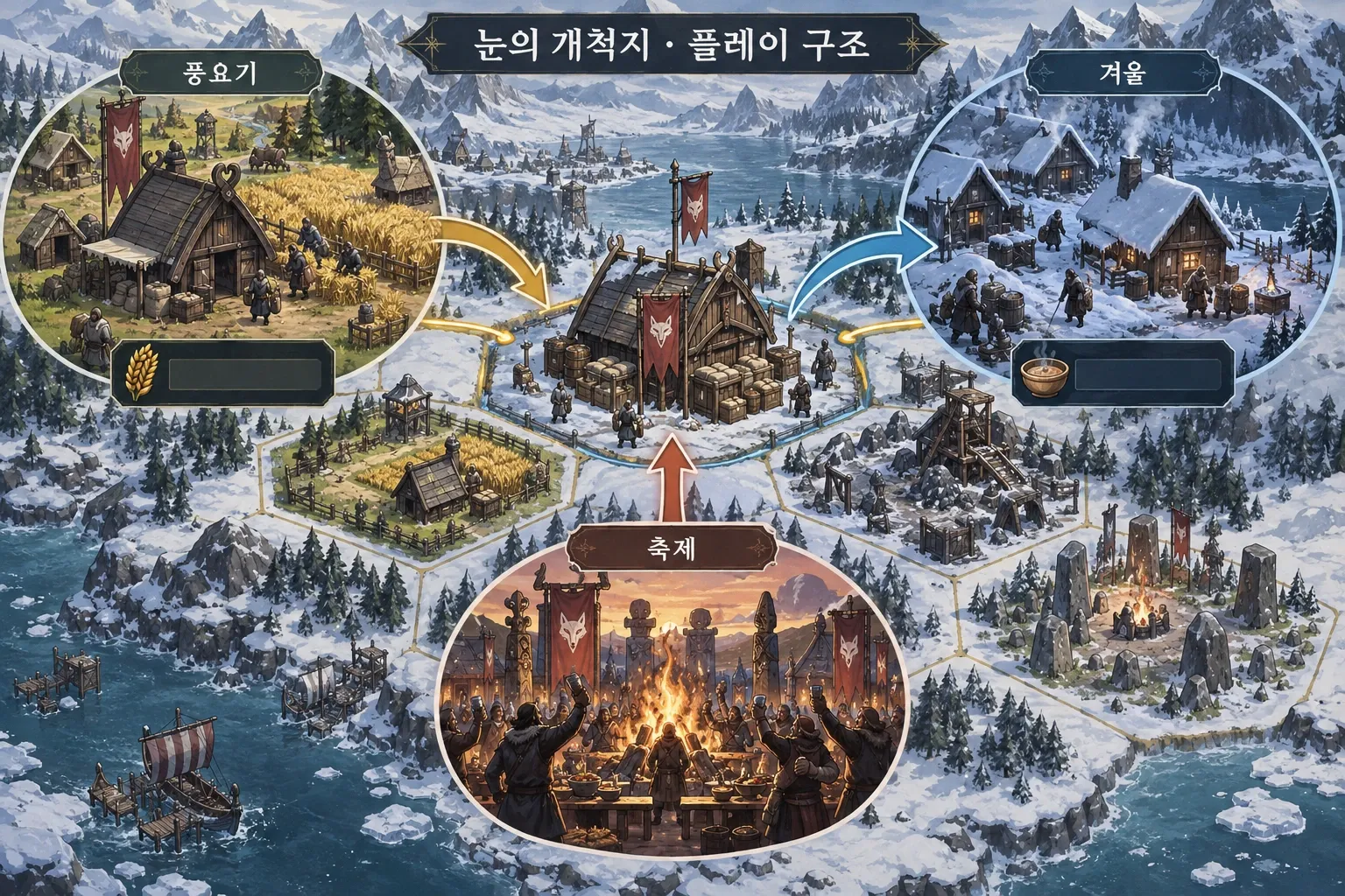눈의 개척지 — 게임 개요: 본문 규칙에 따른 전용 기획 도해