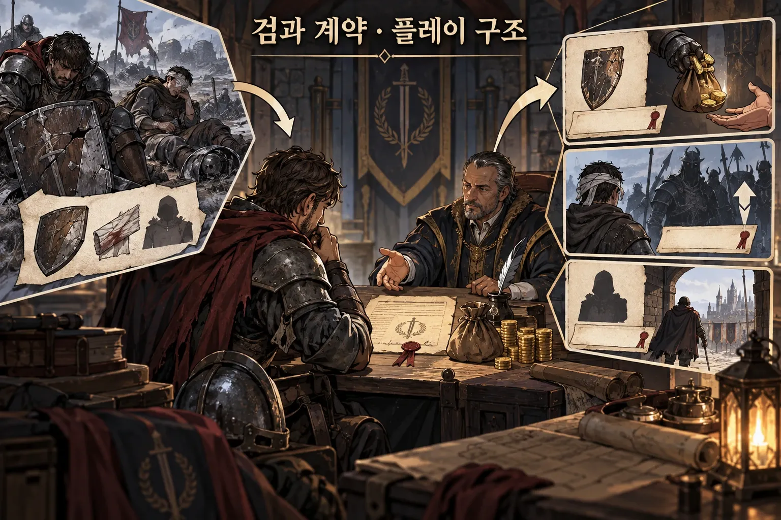 검과 계약 — 게임 개요: 본문 규칙에 따른 전용 기획 도해