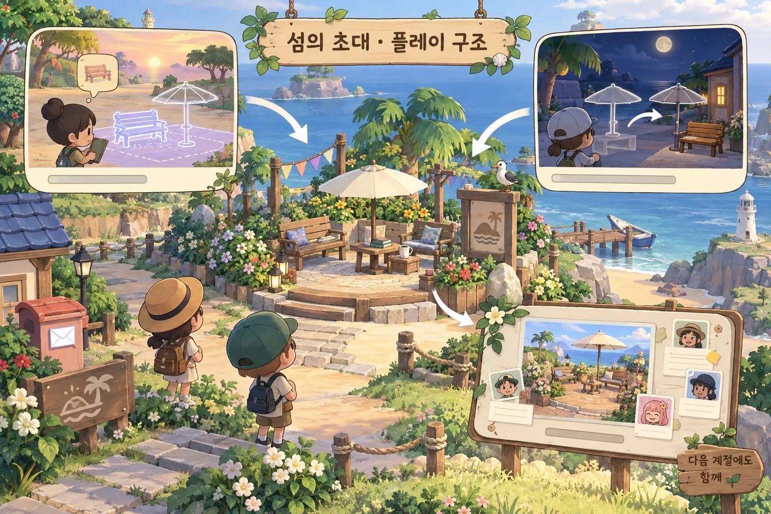 섬의 초대 — 게임 개요: 본문 규칙에 따른 전용 기획 도해