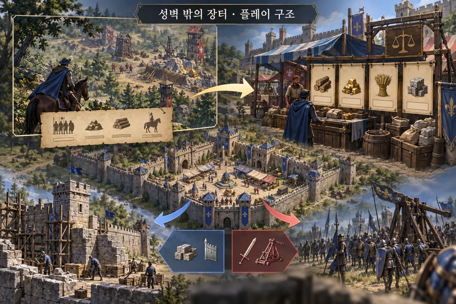 성벽 밖의 장터 — 게임 개요: 본문 규칙에 따른 전용 기획 도해