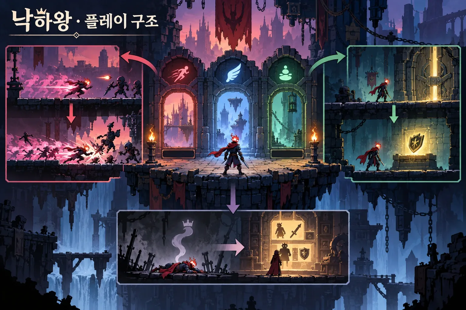 낙하왕 — 게임 개요: 본문 규칙에 따른 전용 기획 도해