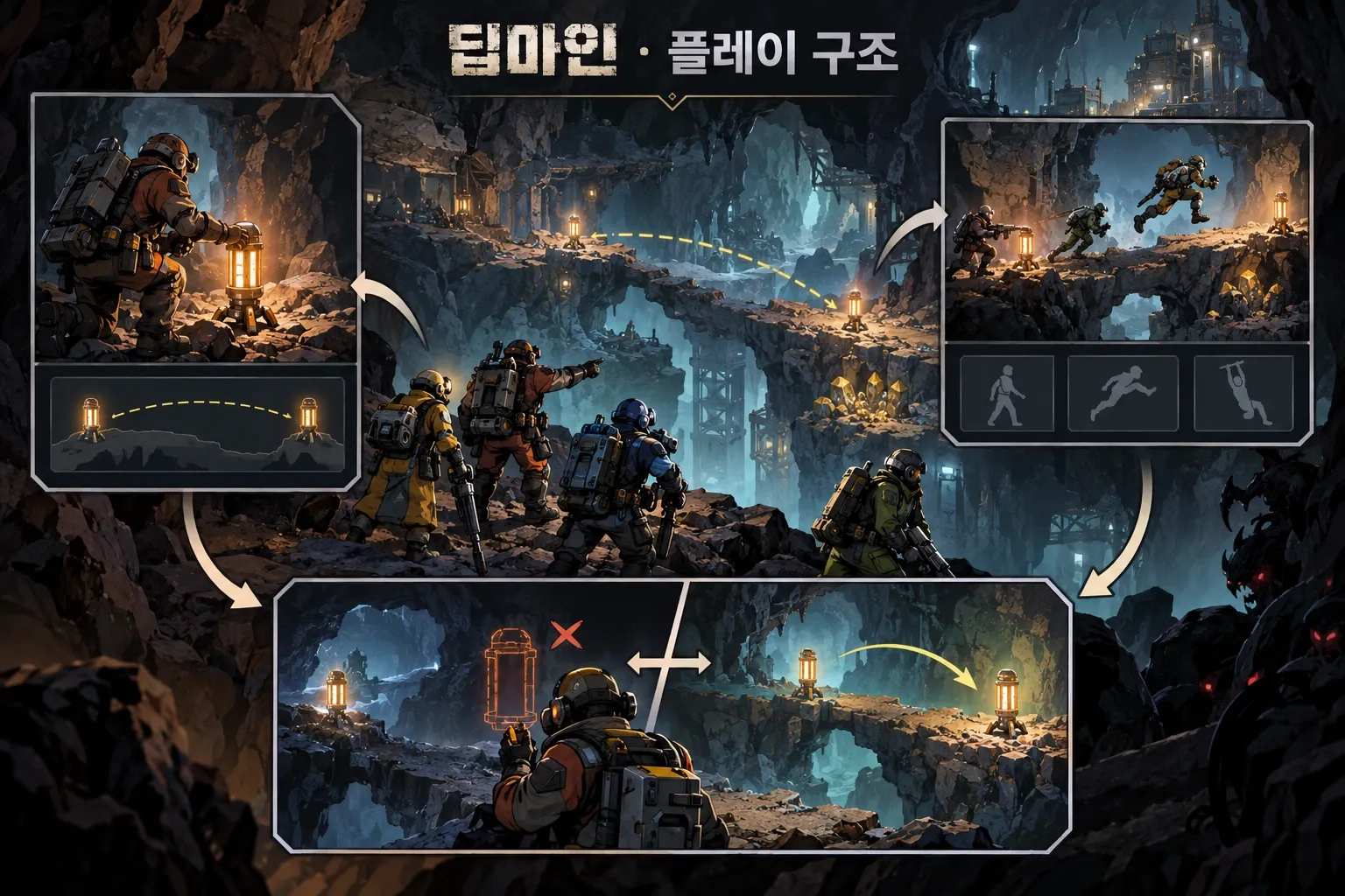 딥마인 — 게임 개요: 본문 규칙에 따른 전용 기획 도해